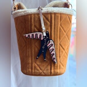 Valentino Garavani Rockstud Leather Swallow Bag Charm with Ornate Patterns. ♥️💝